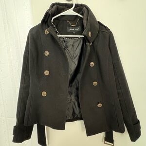 Black Rivet Double-Breasted Black Peacoat